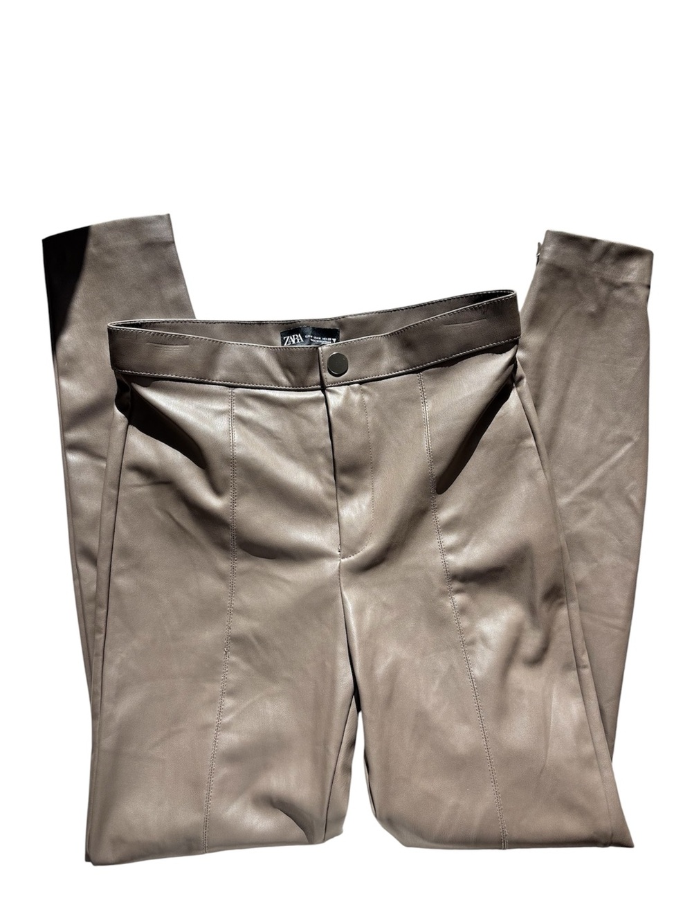 Zara Brown Faux-Leather Legging Pants